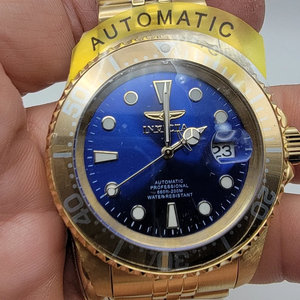 NEW Invicta Pro Diver Navigator Automatic Men's Watch 42mm Gold Blue Dial 30097